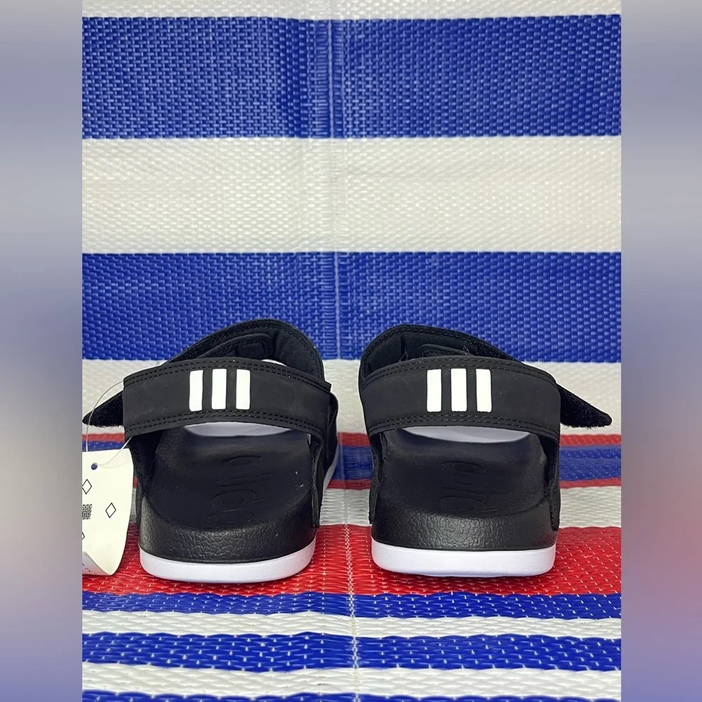 Women’s - Adidas Adilette Sandals Black/White Size 8 Summer Velcro Shoes NWT - Picture 7 of 14